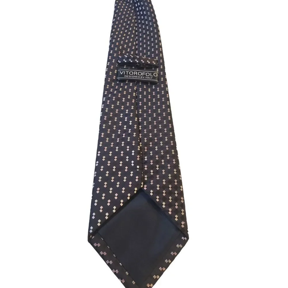 Vitorofolo Men's Neck Black Pink Gray Geometric Design 100% Micro Fiber By Italy